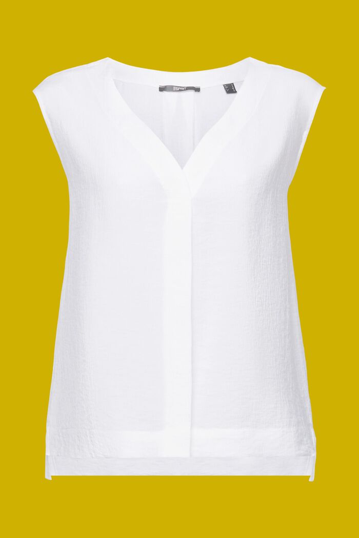 Crinkled sleeveless blouse, WHITE, detail image number 5