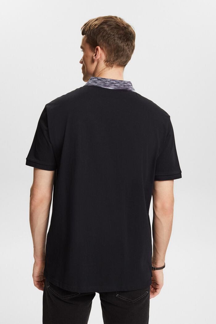 Space-Dyed Collar Polo Shirt, BLACK, detail image number 2
