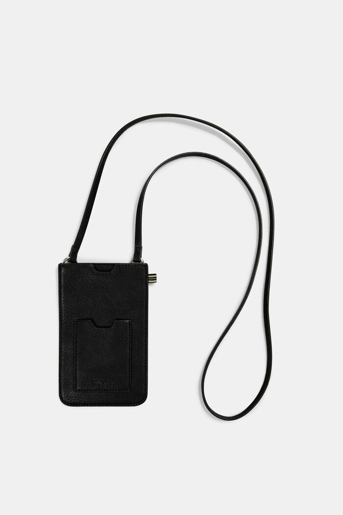 Smartphone bag in faux leather, BLACK, detail image number 0
