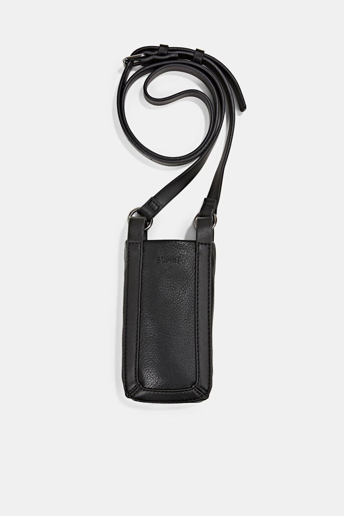 Faux leather phone bag, BLACK, detail image number 0