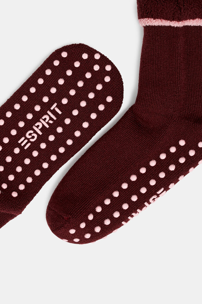 Soft stopper socks, wool blend, BLACK CURR, detail image number 1