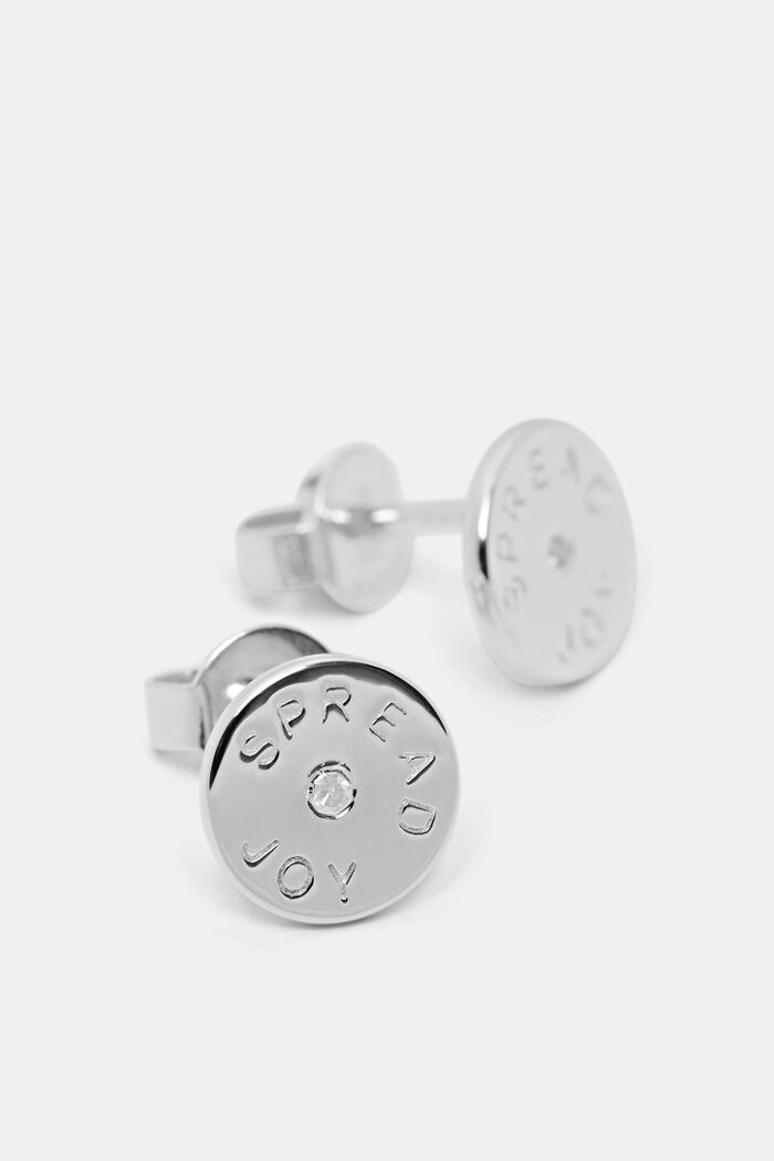 Stud earrings with diamond, in sterling silver, SILVER, detail image number 1