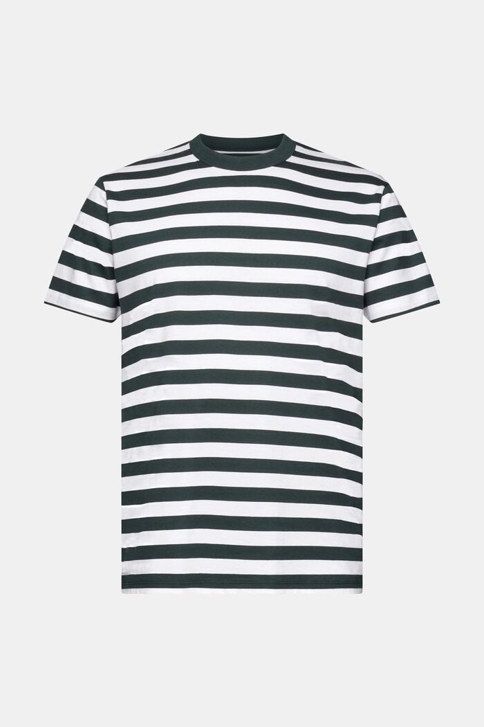 Striped crewneck T-shirt, DARK TEAL GREEN, detail image number 6