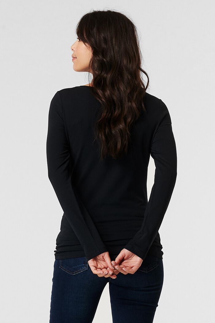 Long sleeve top with a print made of organic cotton, BLACK, detail image number 1