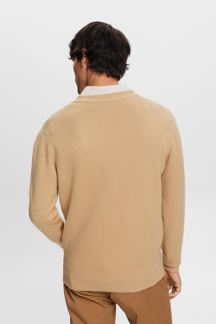 Basic V-neck jumper, wool blend, SAND, detail image number 3
