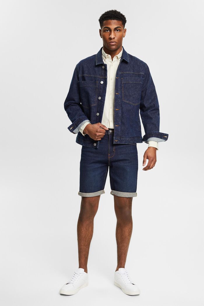 Denim shorts in cotton, BLUE DARK WASHED, detail image number 1