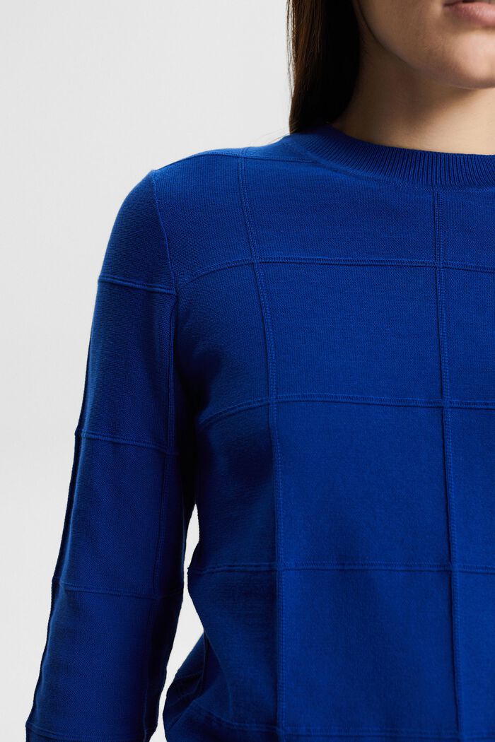 Textured Tonal Grid Sweater, BRIGHT BLUE, detail image number 3