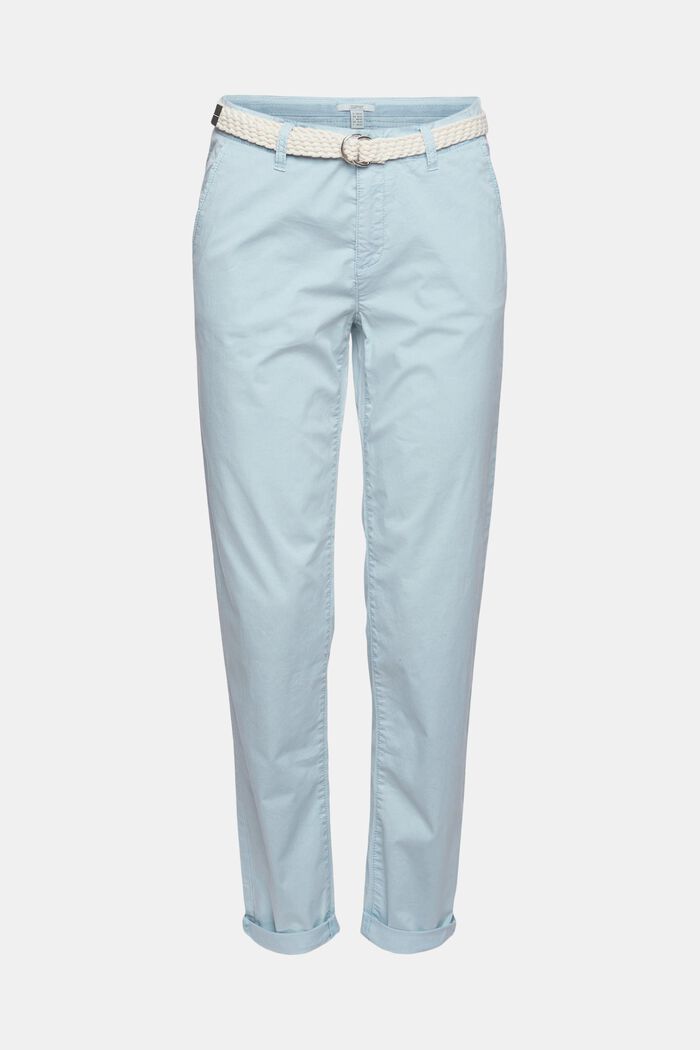 Chinos with braided belt, GREY BLUE, detail image number 2