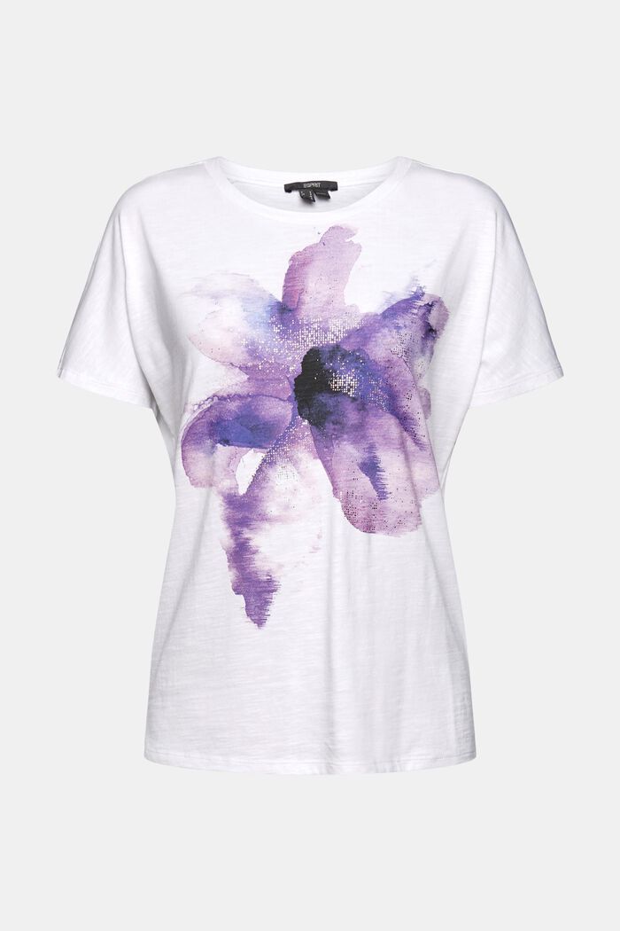 T-shirt with a print, made of blended cotton, WHITE, overview