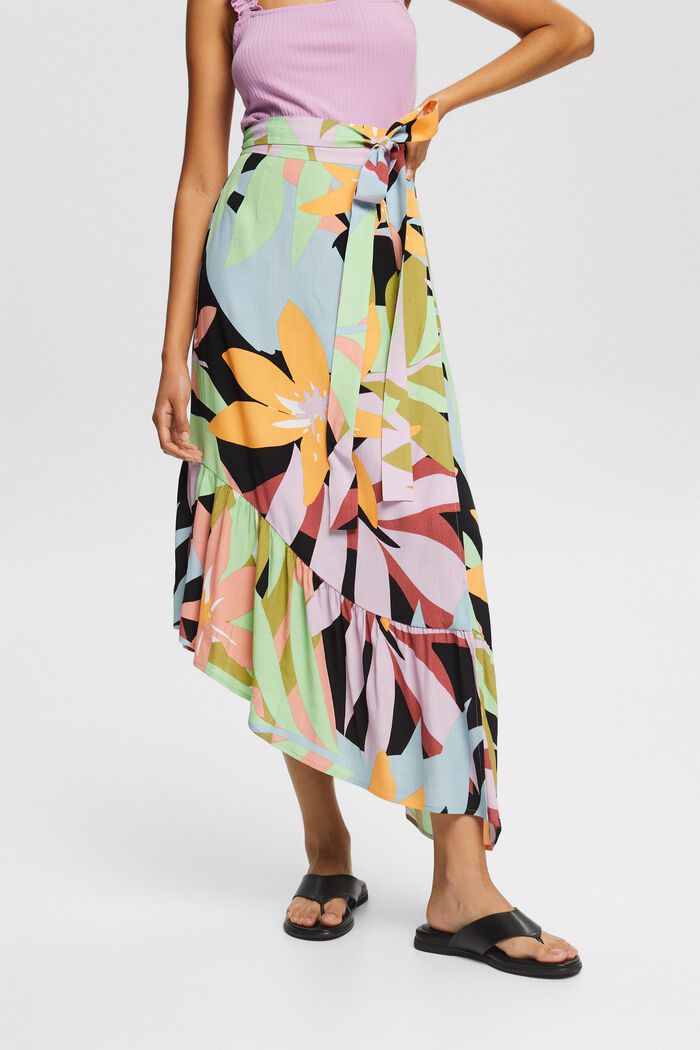 Wrap skirt with colourful pattern, GREEN, detail image number 1