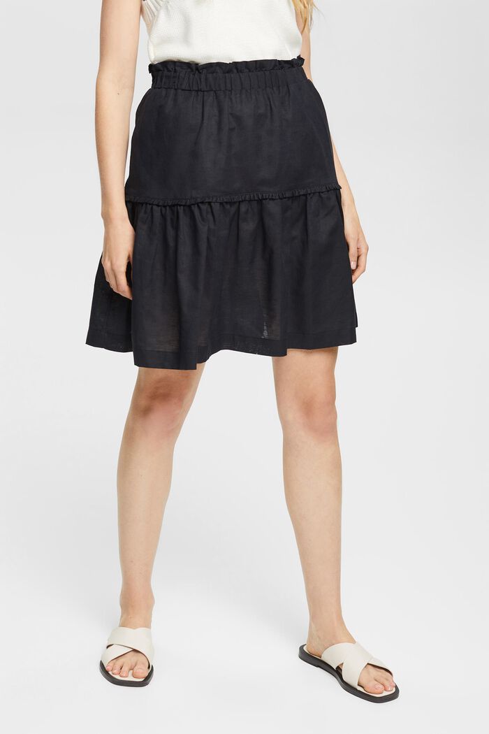 Mini skirt made of blended linen, BLACK, detail image number 2