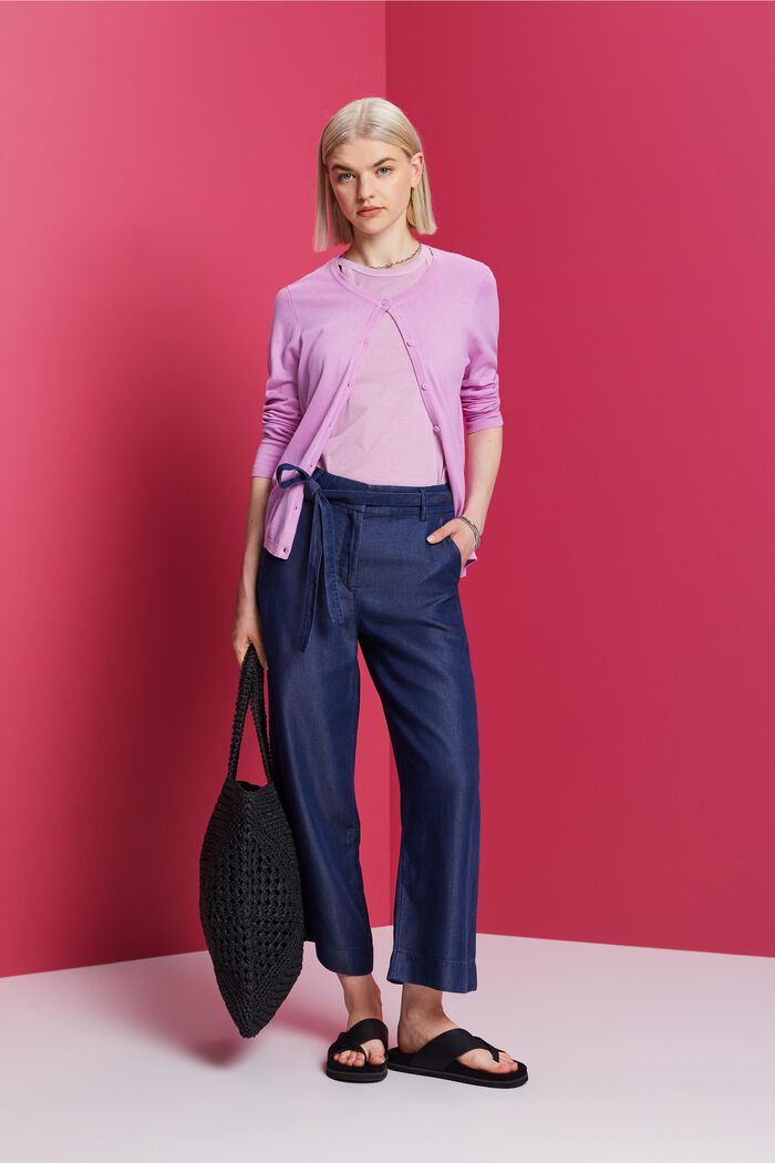 Cropped wide leg trousers, TENCEL™, BLUE DARK WASHED, detail image number 1
