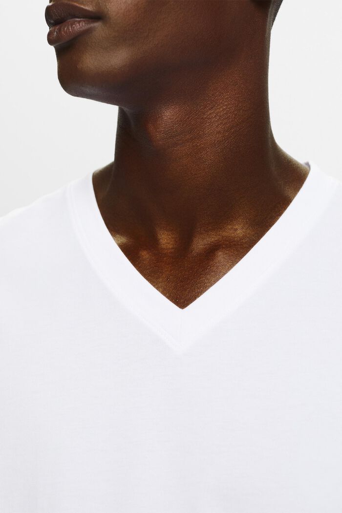Organic Cotton V-Neck T-Shirt, WHITE, detail image number 3