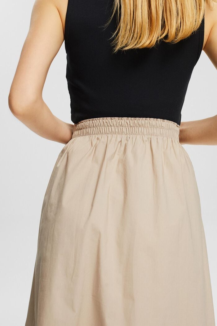 Midi skirt with a stretchy waistband, LIGHT TAUPE, detail image number 5