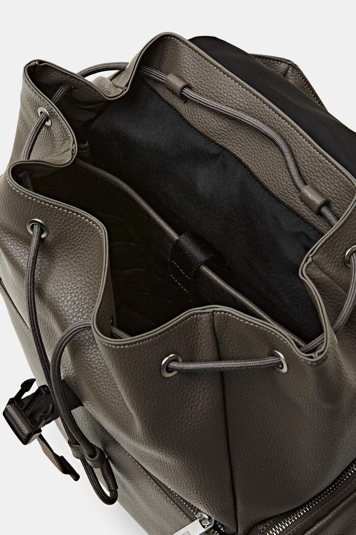 Vegan Leather Backpack, GREY-BROWN, detail image number 3