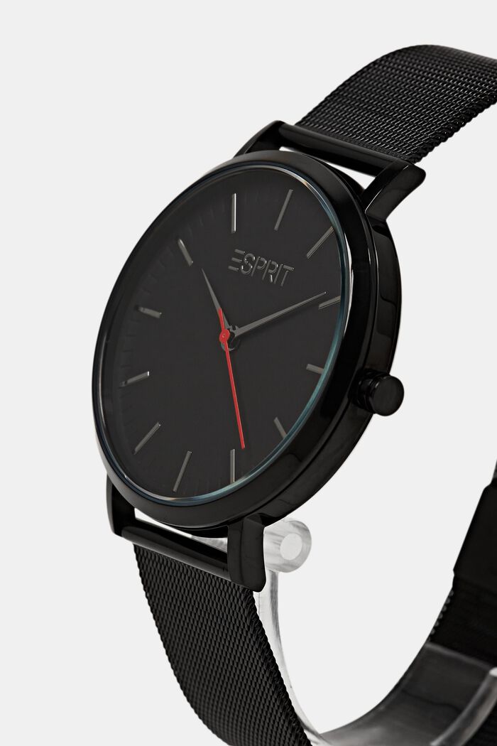 Stainless-steel watch with a mesh strap, BLACK, detail image number 1