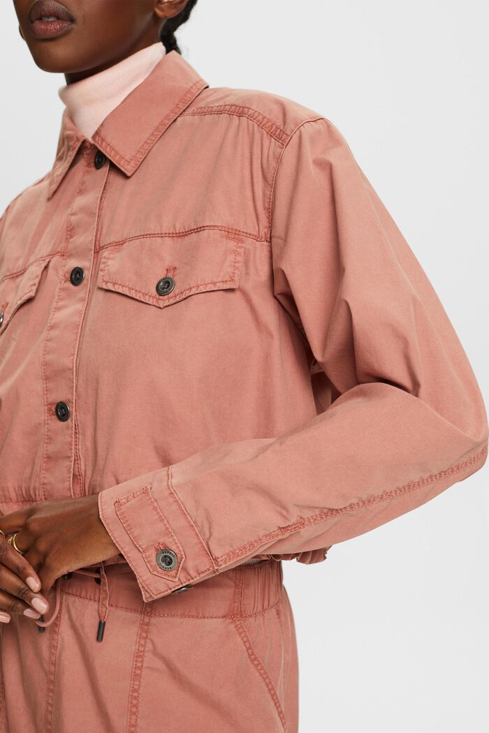 Cropped Tie-Front Cotton-Canvas Jacket, TERRACOTTA, detail image number 1