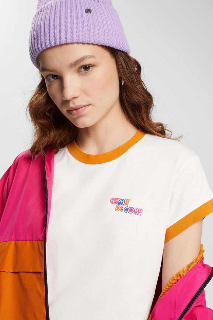 Cropped logo T-shirt, 100% cotton, OFF WHITE, detail image number 0