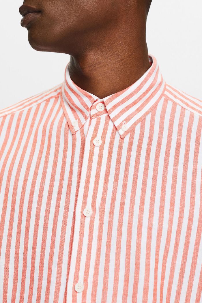 Striped Cotton Poplin Shirt, BRIGHT ORANGE, detail image number 3