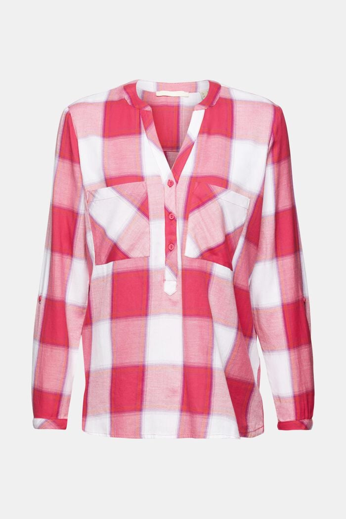 Checked cotton blouse, PINK FUCHSIA, detail image number 6