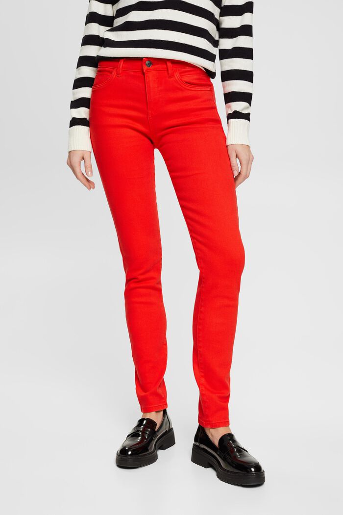 Mid-rise slim fit stretch jeans, RED, detail image number 0
