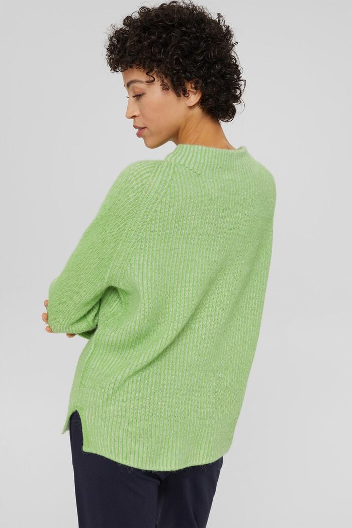 Rib knit jumper made of blended wool containing alpaca, GREEN, detail image number 3