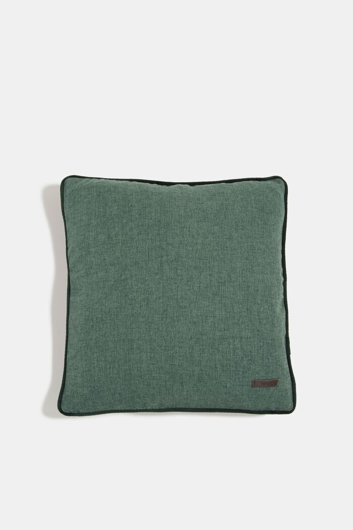 Decorative cushion cover with velvet piping, DARK GREEN, detail image number 0