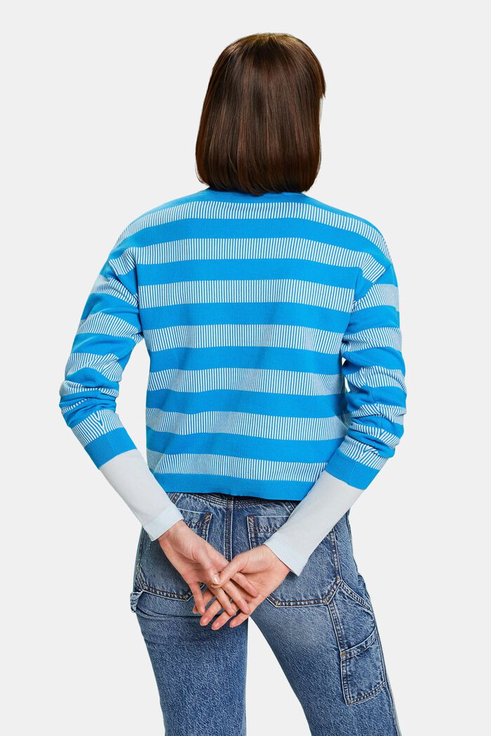 Jacquard Striped Crewneck Sweater, BLUE, detail image number 2