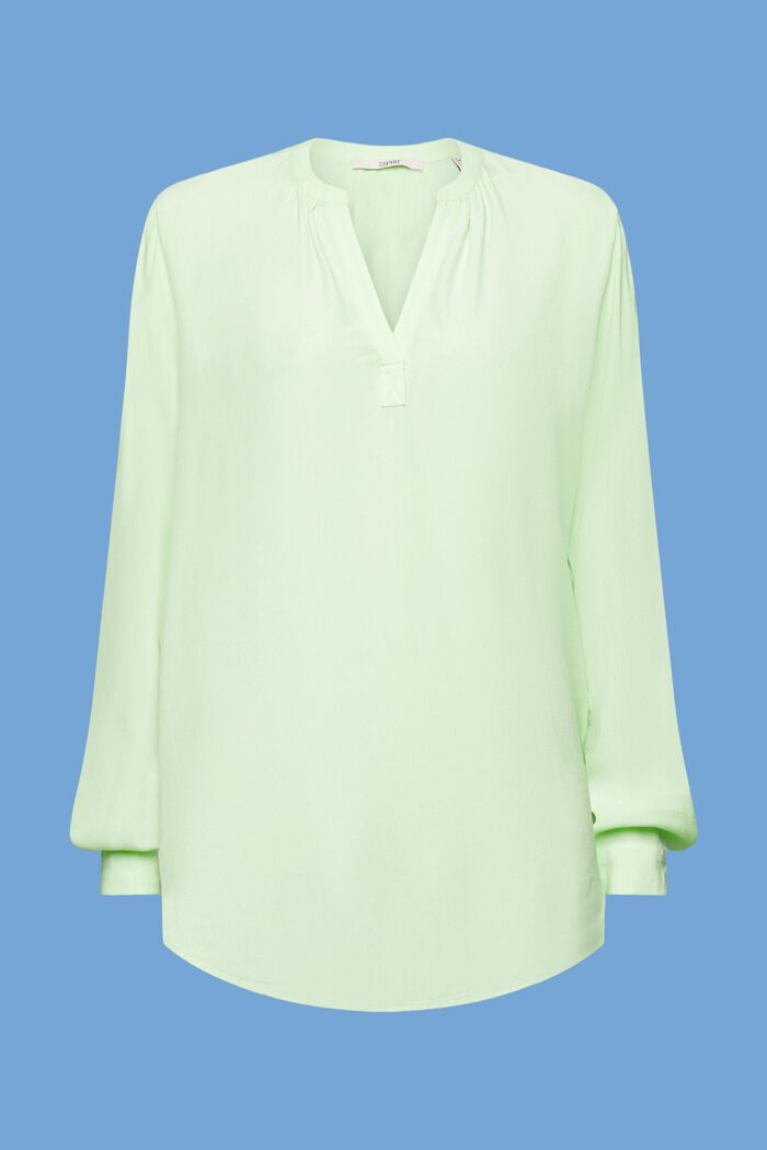 Split neck crepe blouse, CITRUS GREEN, detail image number 6