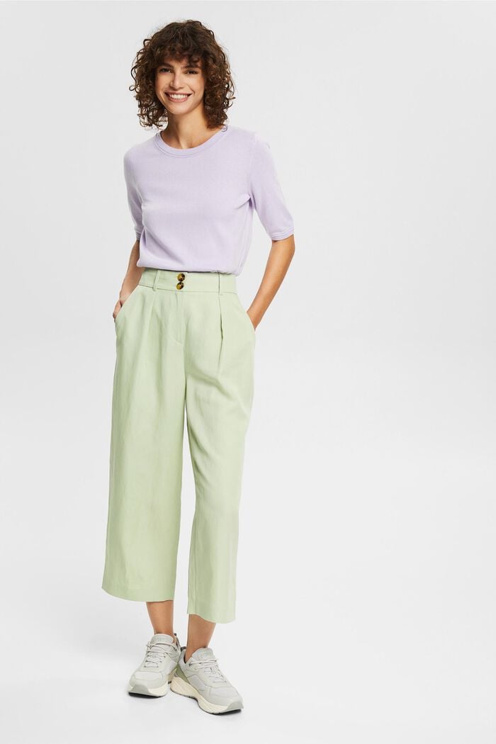 Linen blend: Cropped trousers