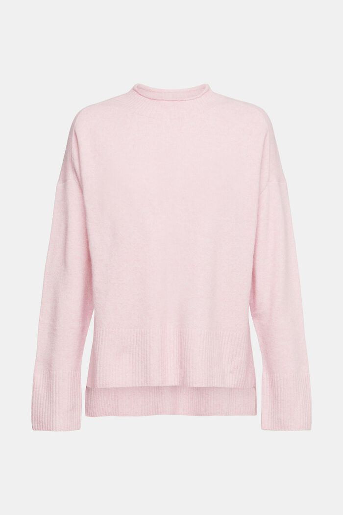Wool blend: fluffy jumper with stand-up collar, LIGHT PINK, detail image number 2