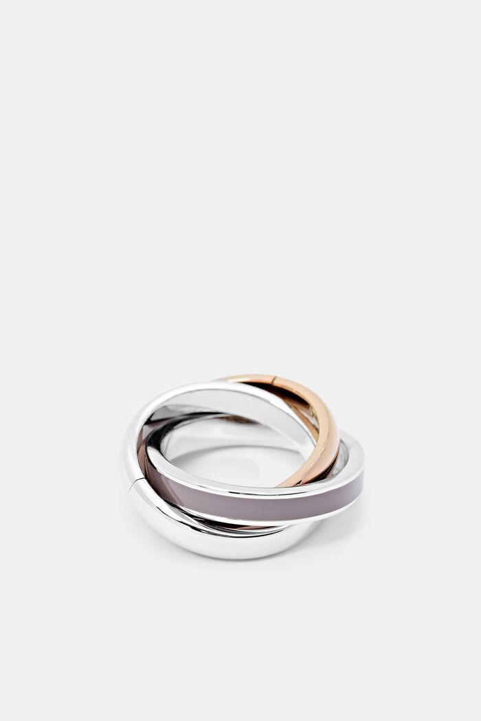 Stainless steel ring trio, BROWN, overview