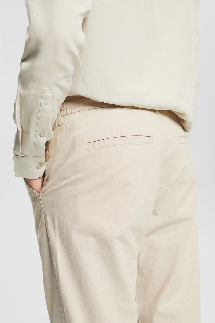 Trousers with a stretchy drawstring waistband, BEIGE, detail image number 5
