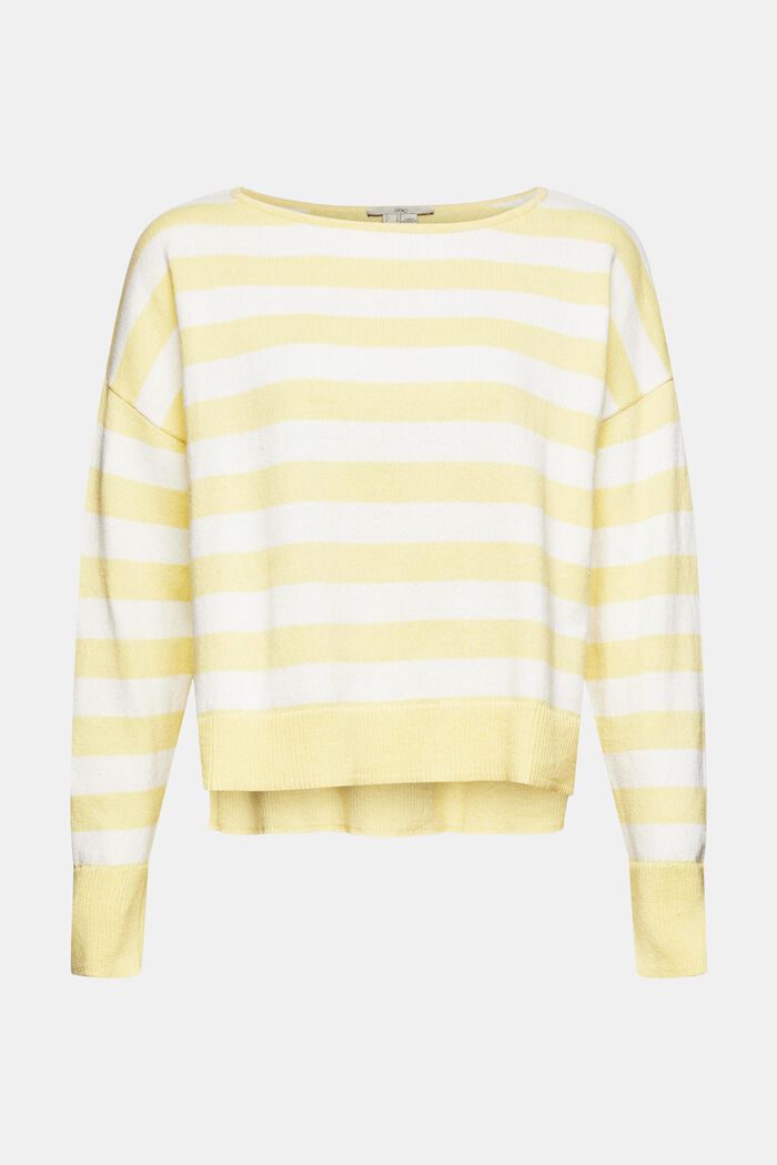 Linen blend: striped knitted jumper, PASTEL YELLOW, detail image number 6