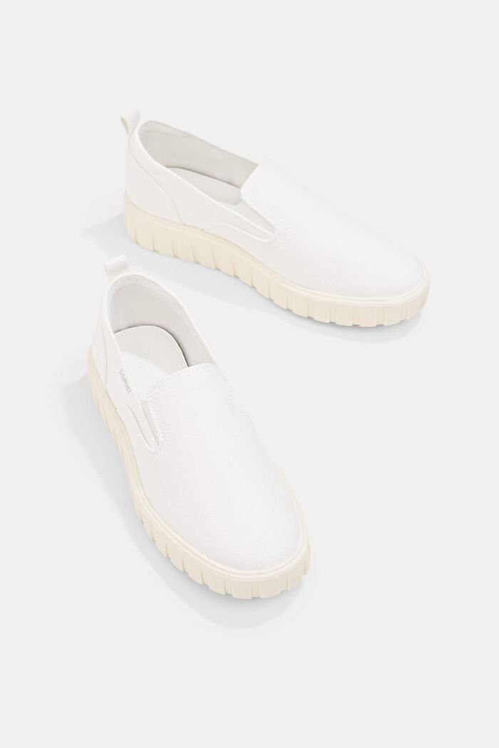Slip-on trainers with a platform sole, WHITE, detail image number 6