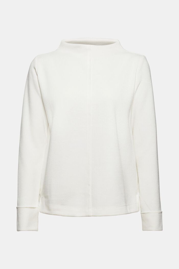 Sweatshirt with a stand-up collar, blended organic cotton, OFF WHITE, detail image number 5