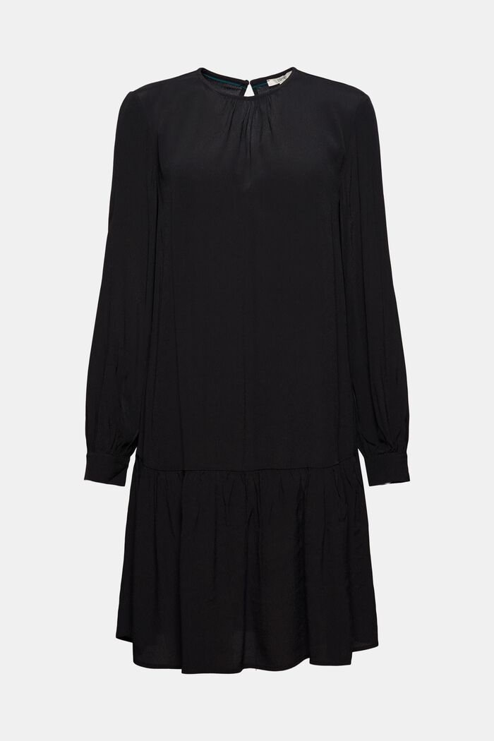 Flounce dress with LENZING™ ECOVERO™, BLACK, overview