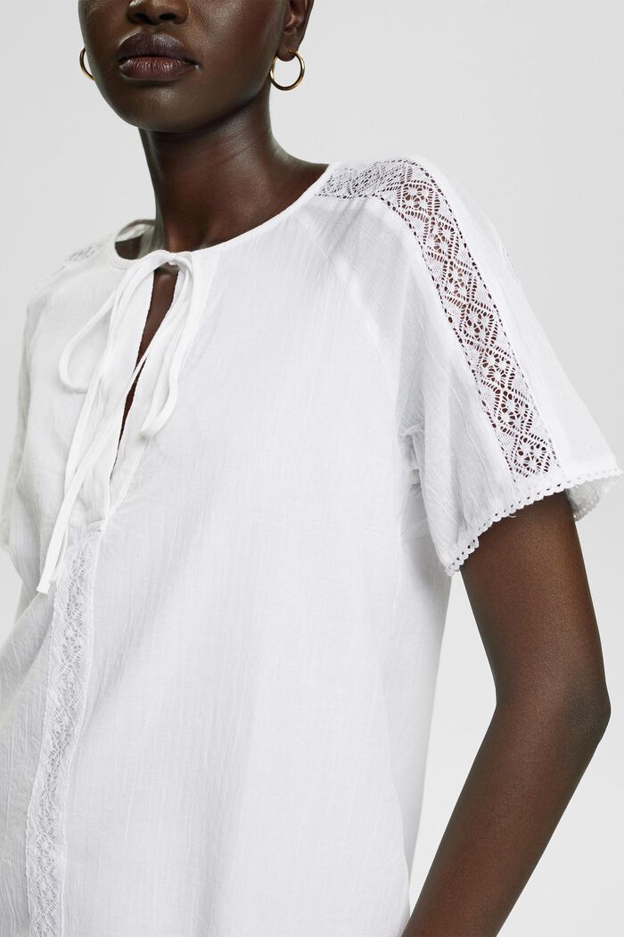 Blouse with lace, WHITE, detail image number 2