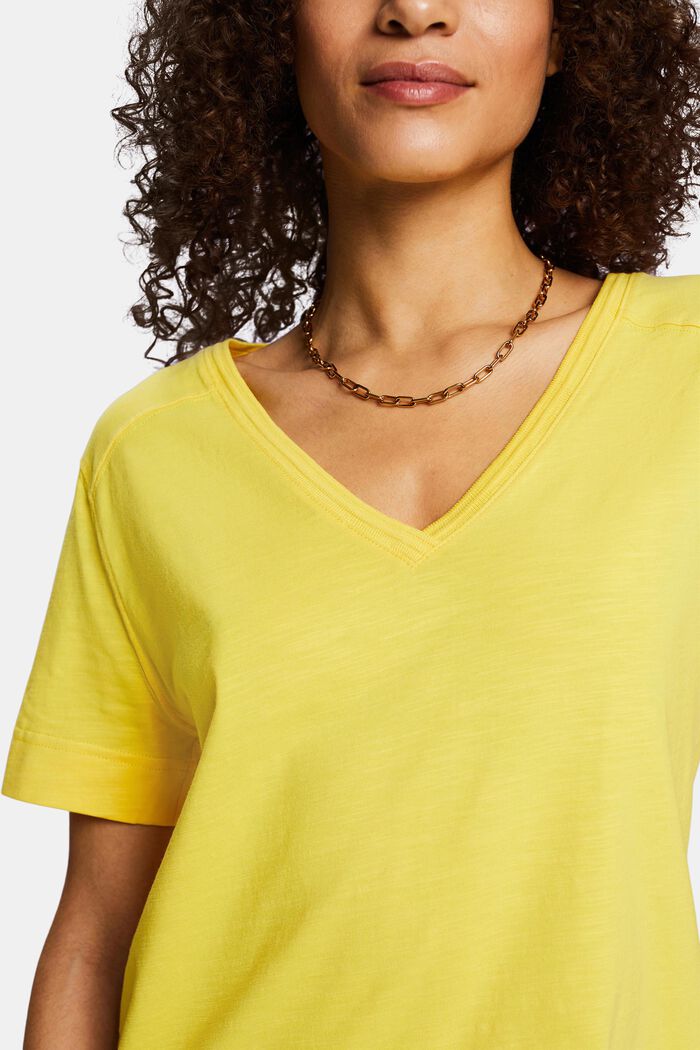 V-Neck Jersey T-Shirt, YELLOW, detail image number 2