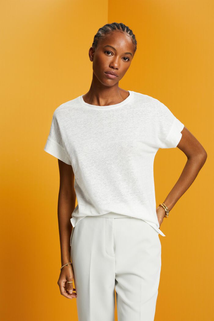 Linen t-shirt, OFF WHITE, detail image number 0