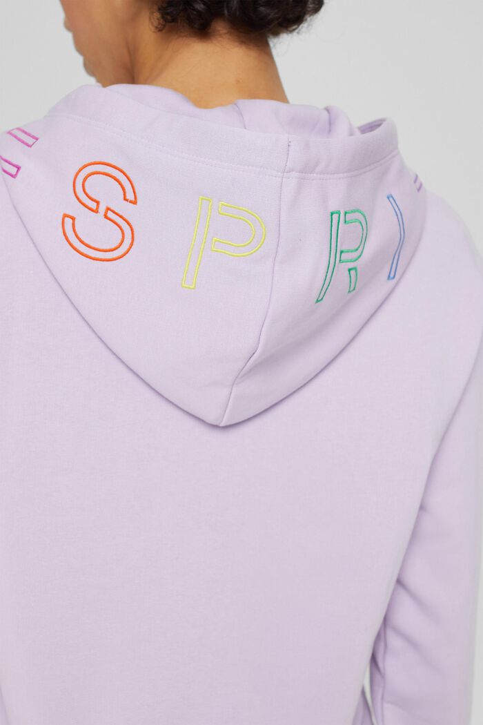 Hoodie with logo embroidery, blended cotton, LILAC, detail image number 2