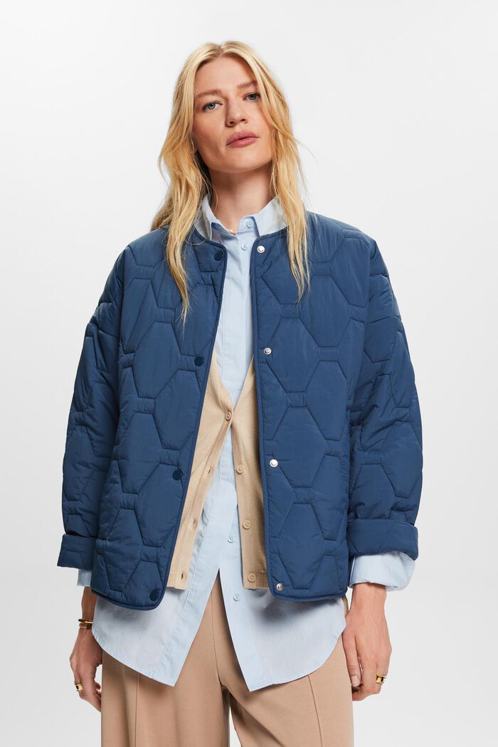 Recycled: lightweight quilted jacket, GREY BLUE, detail image number 0