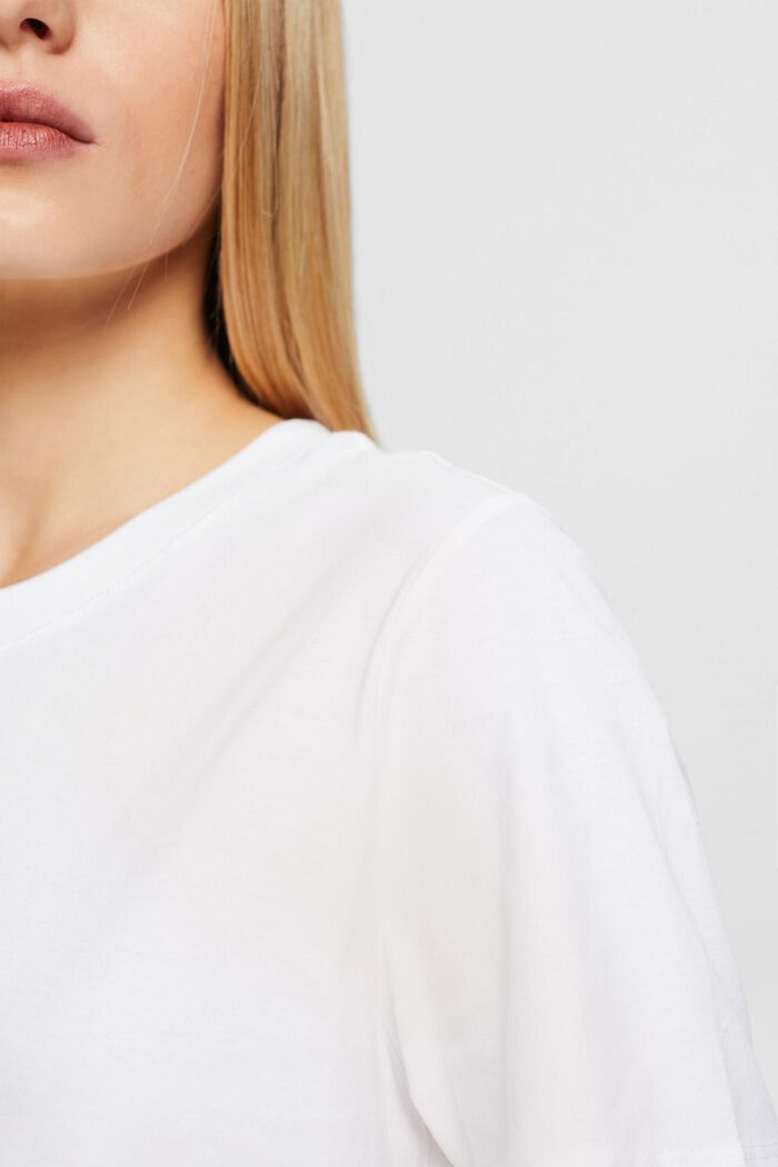 Plain T-shirt, WHITE, detail image number 0