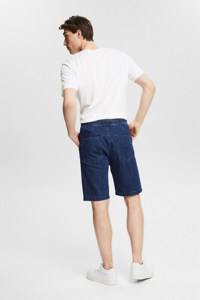 Denim shorts with a drawstring waist, BLUE DARK WASHED, detail image number 3