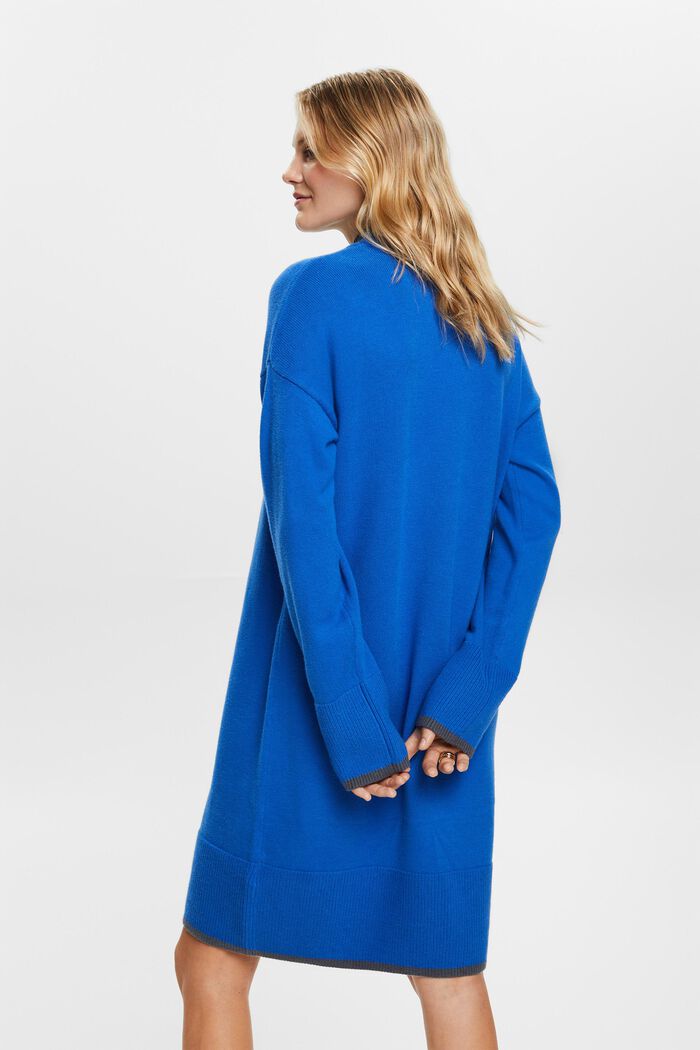 Knit Mock Neck Dress, BRIGHT BLUE, detail image number 3