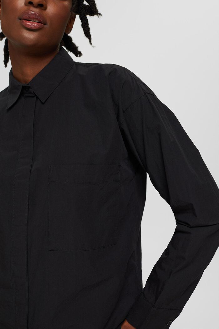 Oversized shirt blouse made of 100% organic cotton, BLACK, detail image number 2