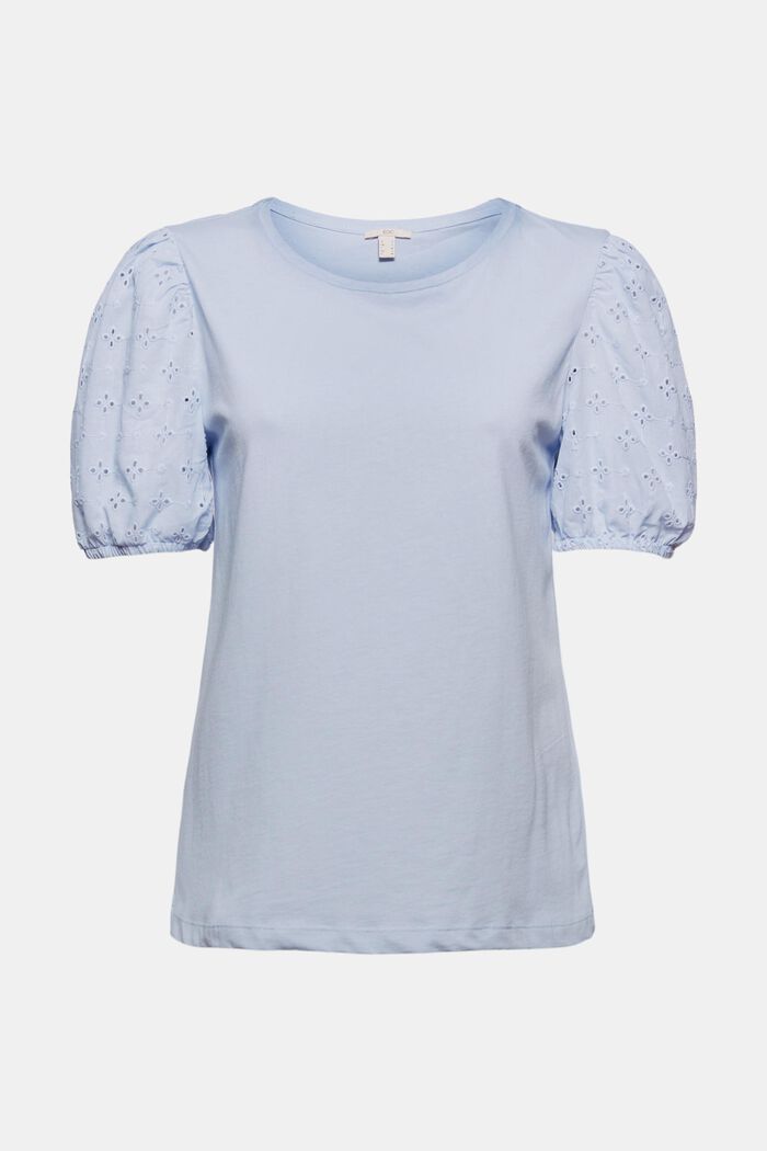 T-shirt with cloth sleeves and broderie anglaise