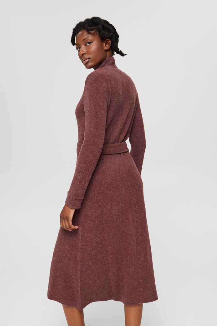 Recycled: knit dress with a belt, BORDEAUX RED, detail image number 2