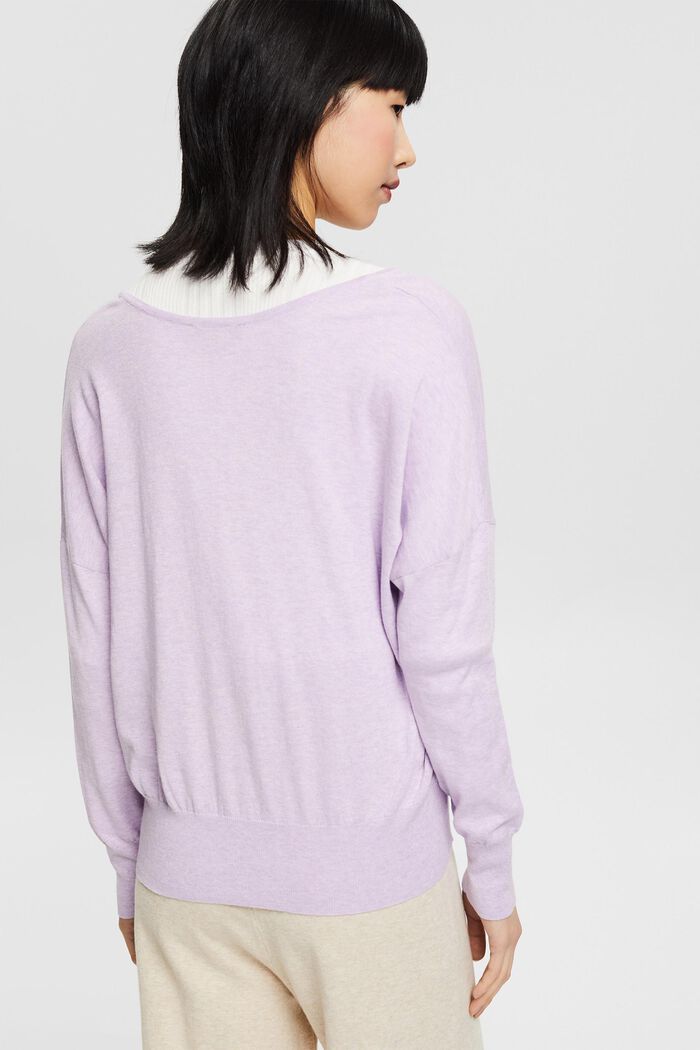 Knitted cotton jumper, LILAC, detail image number 3