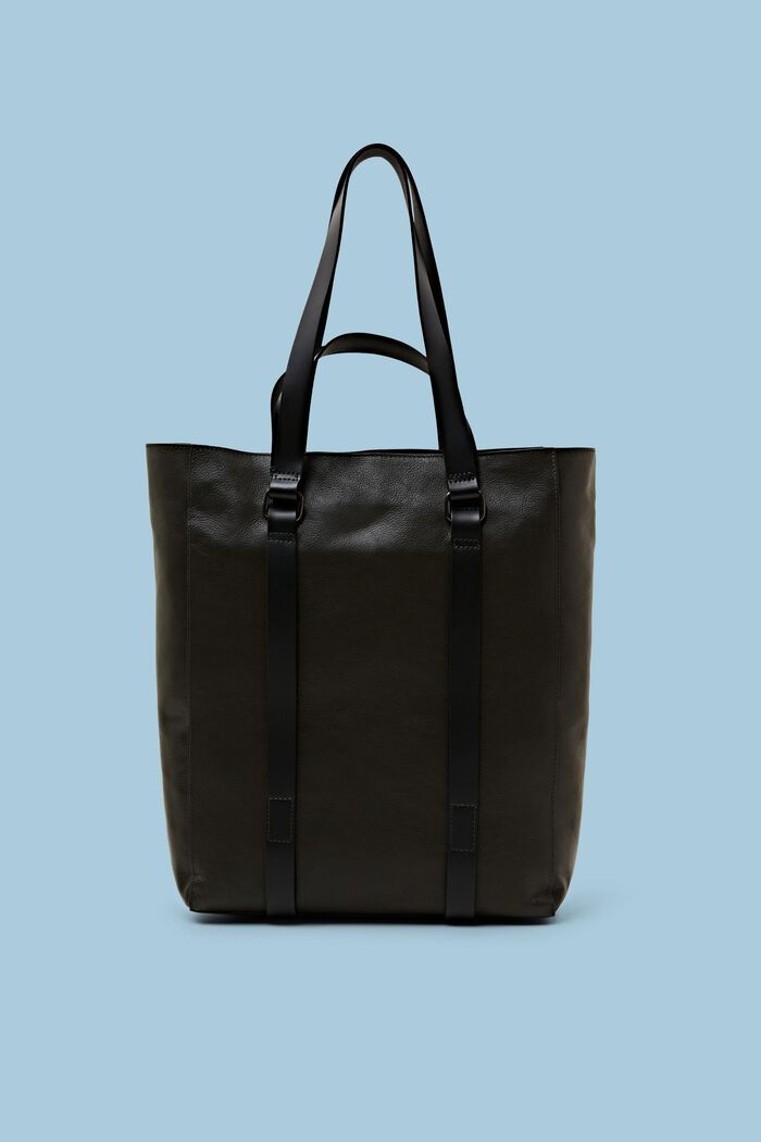 Leather Tote Bag, BLACK, detail image number 0